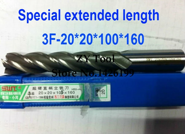 Free shipping 1pcs 20mm 3 Flute HSS & Special extended length Aluminium End Mill Cutter CNC Bit Milling Machinery Cutting tools