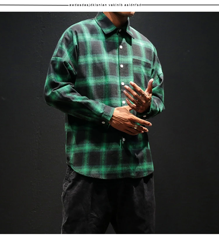 Plaid Shirts Men INS Style Man White Red Black Plaid Long Sleeve Shirts Male Oversized Top Shirt Plus Size