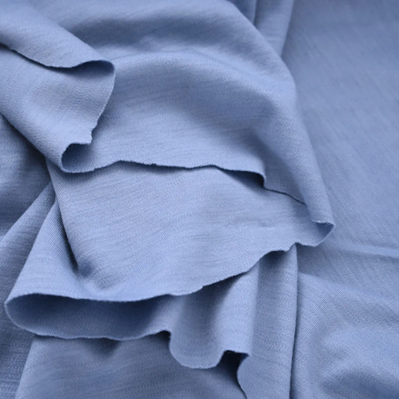 

150CM Wide 350G/M Double-faced Blue Knitted Wool Fabric for Autumn Spring Suit Dress Jacket T-shirt H439