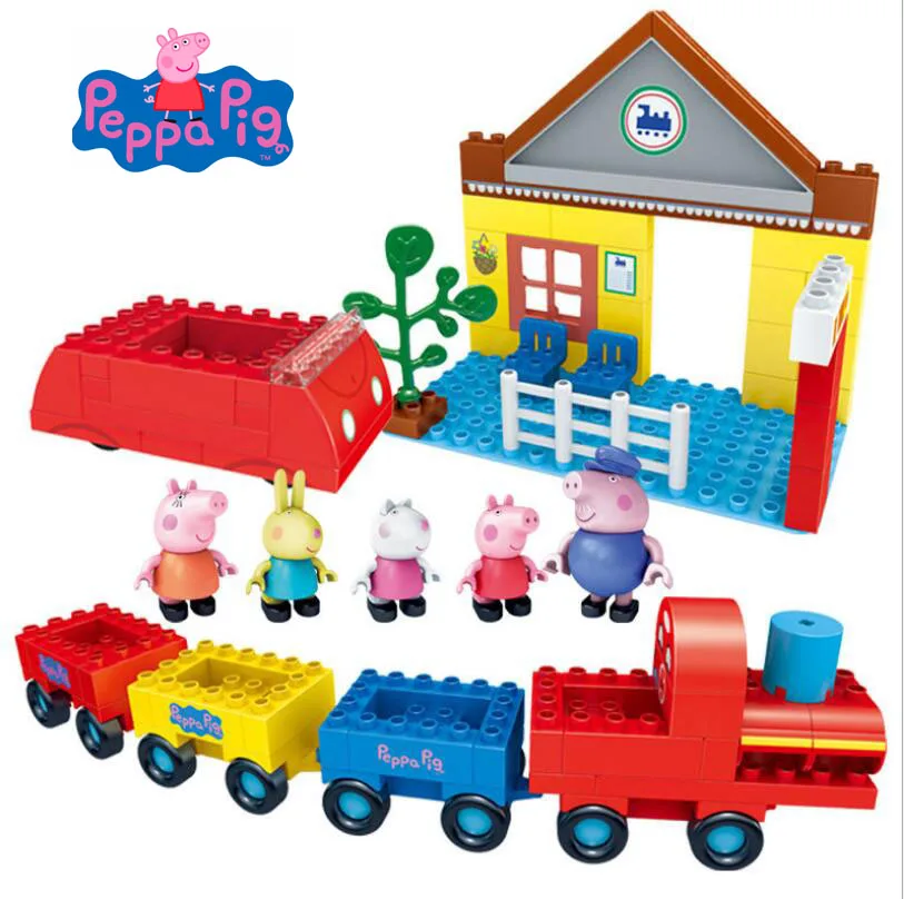 

Genuine Peppa Pig 2018 Deluxe series - Scene simulation go for an outing with family and friend educational Building block set