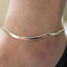 New Gold Color Snake Chain Anklet Bracelet 2017 Women Simple Delicate Foot Chain Summer Sexy Beach Feet Jewelry Gift