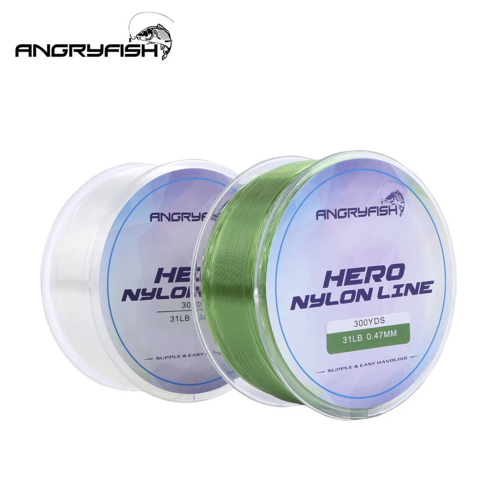 Angryfish Hreo 3 اللون 300YD 0.12 ملليمتر-0.47 ملليمتر حبل صيد من النيلون حيدة اليابان المواد سوبر قوي الكارب خيط صنارة الصيد 2-35LB