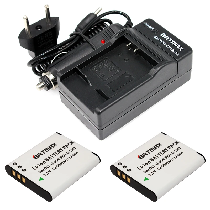 2pcs LI 50B High Capacity Replacement Batteries1200mAh Dual USB Charger for Select Olympus Stylus Tough Series