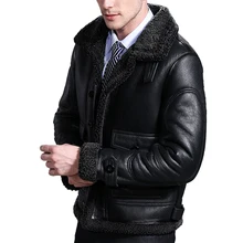 Толстая теплая овечья шерсть, мех, мужская одежда из натуральной кожи, шуба из натурального меха, черная кожаная одежда, двустороннее официальное пальто