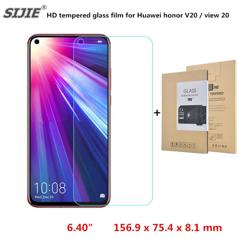 

Thickened packaging tempered glass film For Huawei Honor View 20 Smartphone Full Screen cover Protector on crystals honor V v20