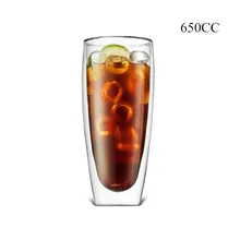 Горячий 650cc двойными стенками Стекло Кофе кружка Чай пива чашка ручной работы творческой прозрачный Посуда для напитков Copo caneca к criativa