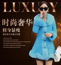 women jacket women winter coat In the new winter long skirt coat big fur collar with cotton leather coat free shipping