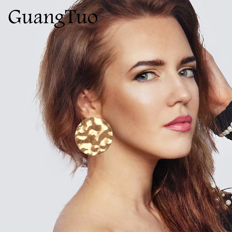 

EK2196 European & America Exaggerated Big Dangle Earrings Uneven Smooth Irregular Metal Round Drop Earring for Women Jewelry