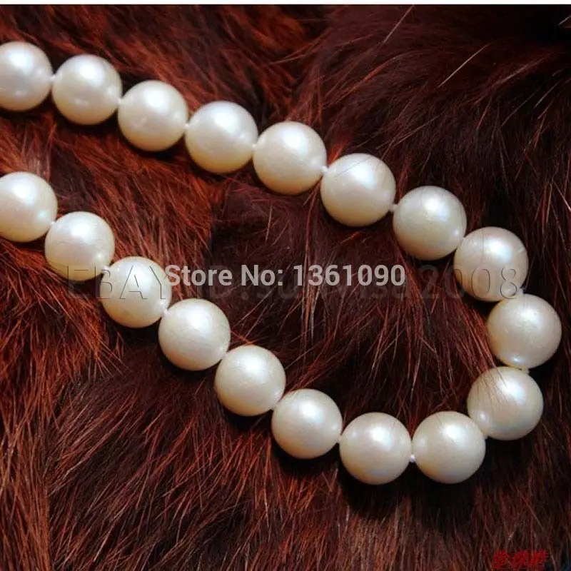

000151 genuine 9-10mm AAA+ White freshwater Round Pearl Necklace