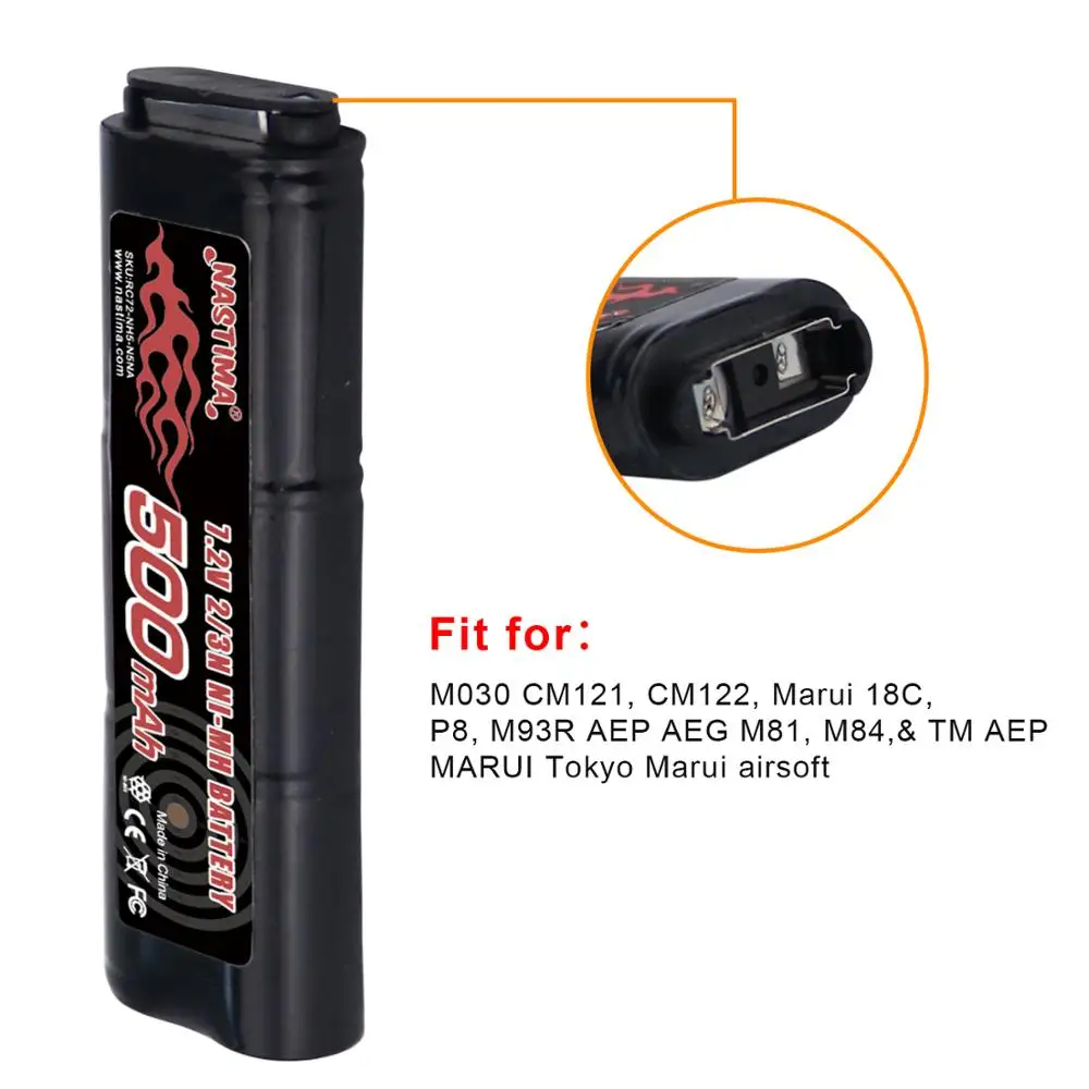 Bateria de Ni-mh Airsoft para o Brinquedo das Armas 7.2v 500mah 3n 6s Cm030 Cm121 Cm122 Gf13 Marui 18c p8 M93r Aep Aeg Partes a - Image 3