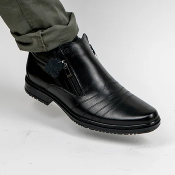 

DOF Bull Leather Men Boots Spring Autumn And Winter Man Shoes Ankle Boot Men's Snow Shoe Work Plus Size 39-46 000-002