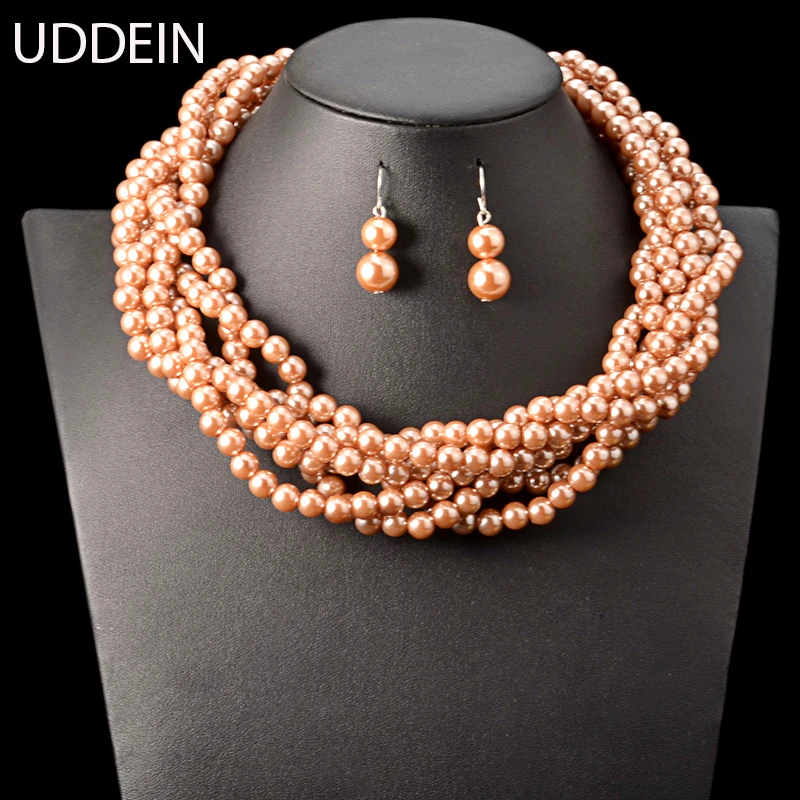 

UDDEIN African beads jewelry set multi layer wind simulated pearl necklace women Indian wedding jewelry big order price chokers