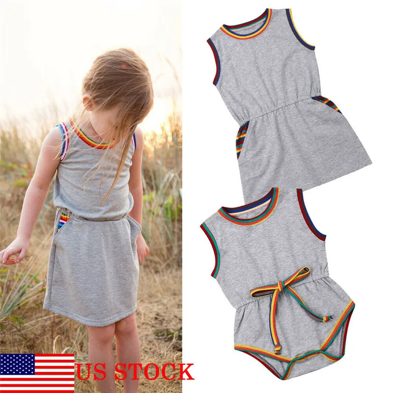 

Brief Kids Baby Boys Girls Brothers Sisters Matching Clothes Summer Sleeveless O-Neck Elastic Waist Tank Dress/Bodysuits 0-5Y