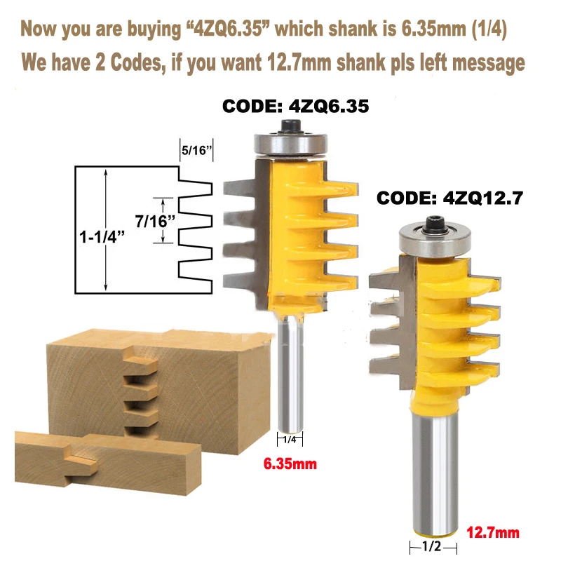 

1PC 1/2 inch 1/4 inch Shank Rail and Stile Finger Joint Glue Router Bit Cone Tenon Woodwork Cutter Power Tools Wood Joint
