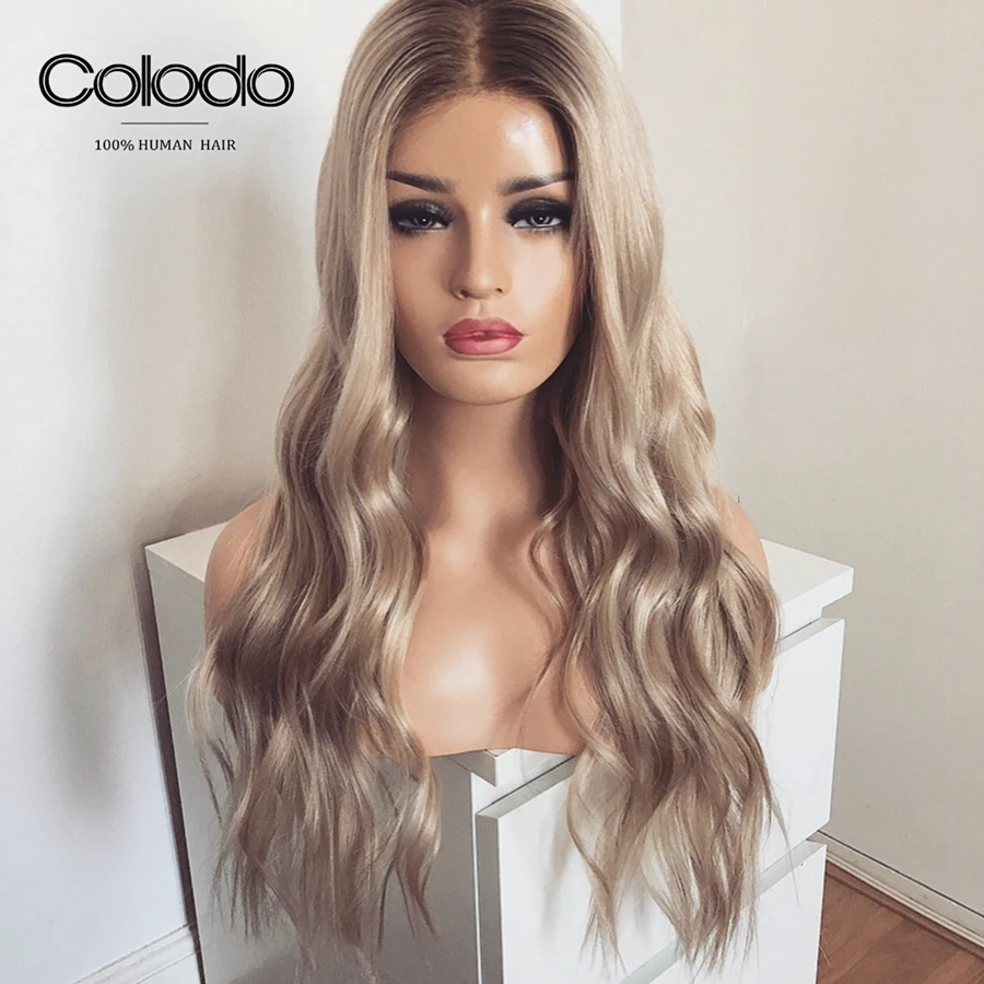  COLODO Remy Brazilian Hair Wigs Ash Blonde Lace Front Wig with Baby Hair Preplucked 13x6 Lace Front