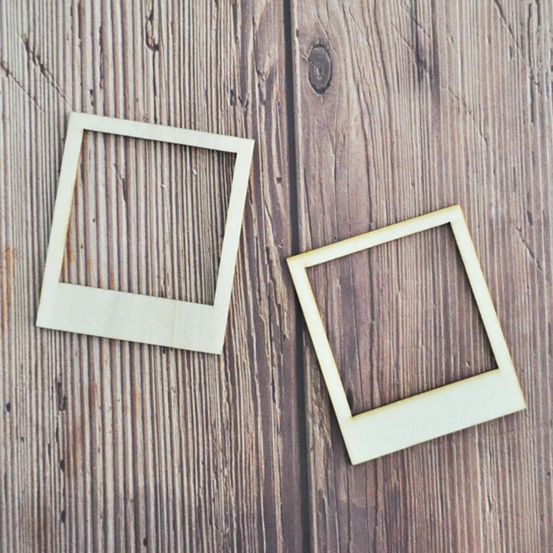 

Happymems Wholesale Wood Shapes Square 100pcs Home Decoration DIY Crafts Wooden Shapes Frames Embellishments For Scrapbooking