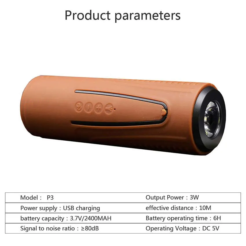 Bluetooth Speaker P3 Outdoor Bicycle Portable Subwoofer Bass Wireless Speakers Power Bank With LED Flashlight Bike Mount  (7)