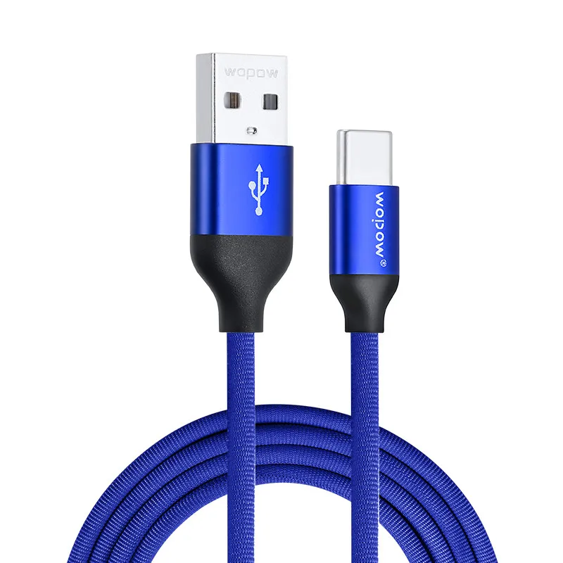 Blue WOPOW Тип usb C кабель для samsung Galaxy S10 S9 S8 плюс OnePlus 6 t быстрой зарядки USB-C Зарядное устройство мобильного телефона USBC Тип-C - Цвет: Blue