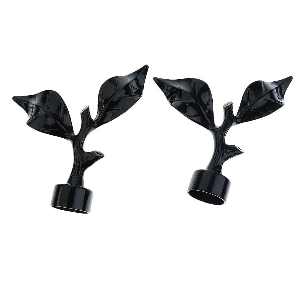 4PCS 28m Curtain Panel Rod End Cap Finial Head For Home Window Decor Black