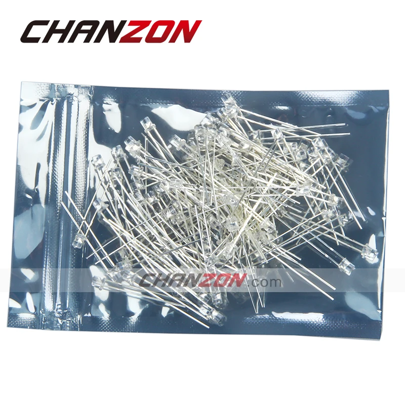 Прозрачная Светодиодная лампа CHANZON 100 шт. 3 мм красная плоская 620 625nm прозрачная