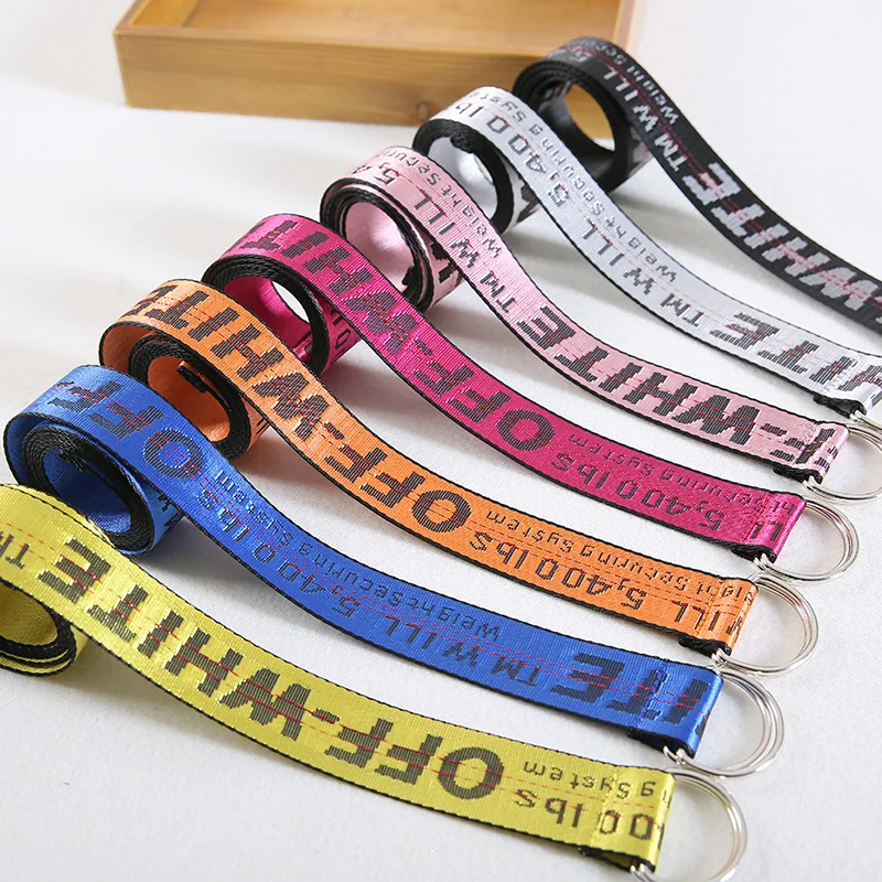 

OFF WHITE Belt 100-200cm Street Style Canvas White Letter Print Belt Industrial Letters Canvas Belt Women Men Punk Embroidery Wa