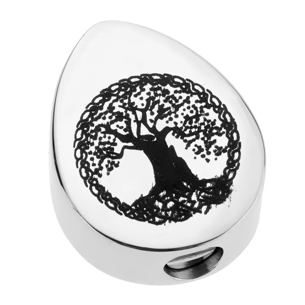 Waterdrop Urn Pendant Memorial Ash Keepsake Cremation Tree of Life/Forever Loved Print Charms Jewelry