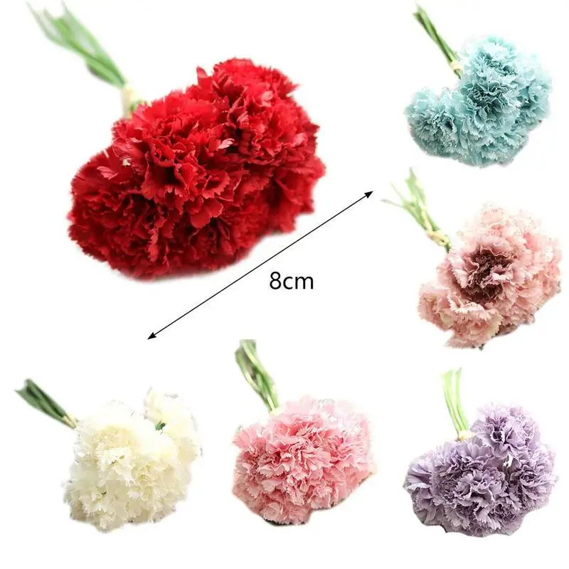

Mothers Day 6 Heads Diy Fresh Artificial Flower Carnation Silk Flower Fake Plant For Mother's Day Flower Home Party Decor