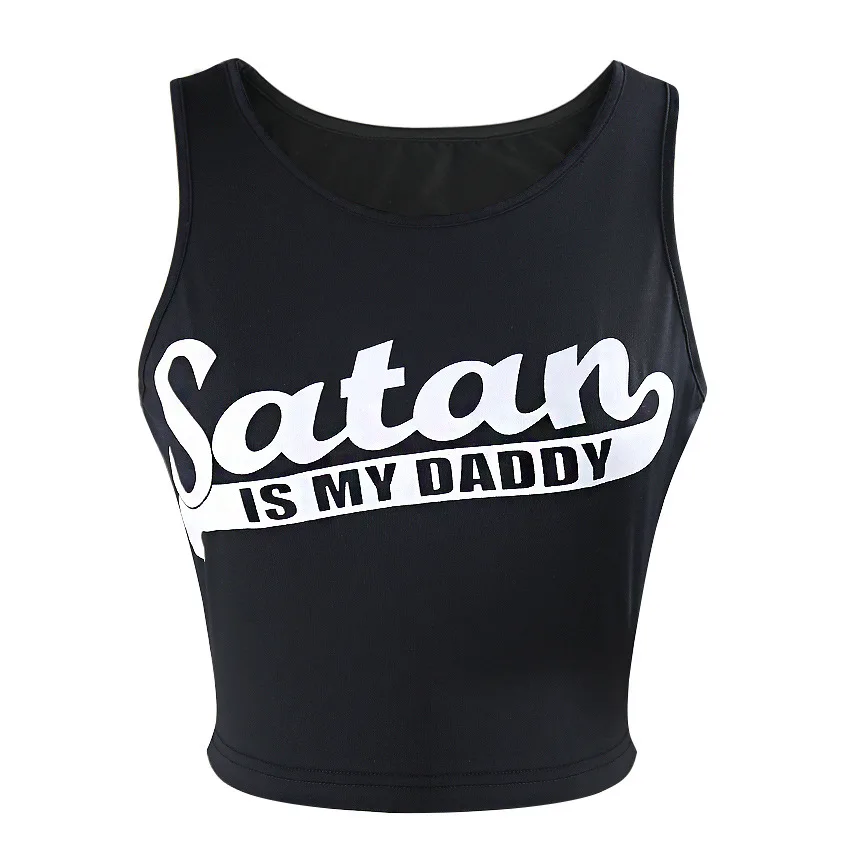 Женский сексуальный топ с надписью Satan IS MY DADDY повседневная черная футболка без