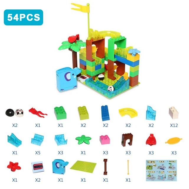 Price 168PCS Marble Race Run Slide Bricks Maze Ball Track Building Blocks Assemble City Brick Set Toys For Children Jungle Adventure