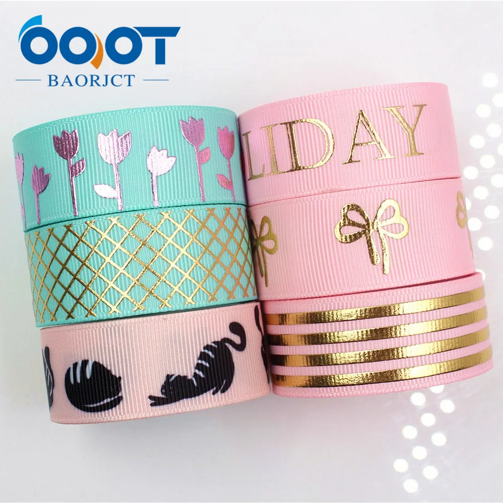 

OOOT BAORJCT G-18522-241,22 mm 10 yard Hot stamping Ribbons Thermal transfer Printed grosgrain Wedding Accessories DIY materials