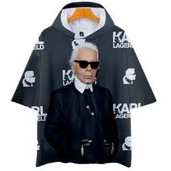 FADUN TOMMY 3D Карл Lagerfeld Принт толстовки для женщин и мужчин одежда 2019 повседневное Лидер продаж рубашка с короткими рукавами капюшоном Kpop
