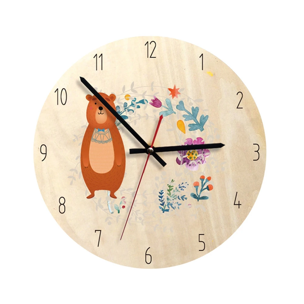 

Wooden Circle Clock Wall Clock Silent Decorative Durable Fairy Tale Style Modern Design Clock for Home Living Room Bedroom