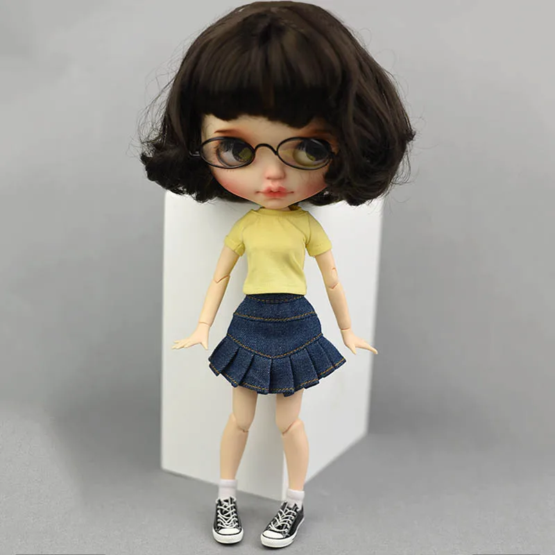 Футболка джинсовые шорты синяя юбка А силуэта для куклы Blythe Повседневная Одежда