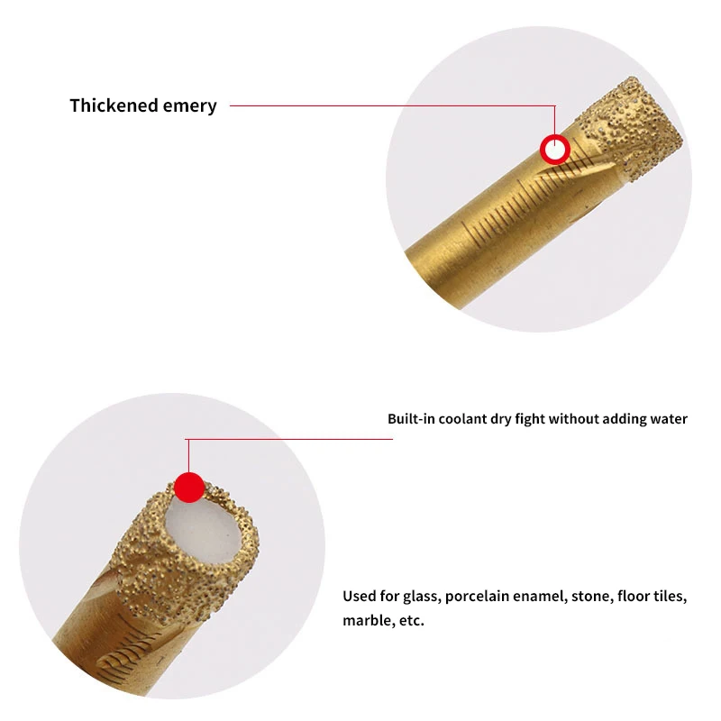 4Pcs/Set Dry Diamond Drill Bits For Porcelain Granite Tile Glass Ceramics Marble 6Mm-12Mm