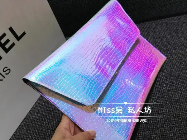 

2019 Fashion New Women Hologram Clutch Bag Luxury Crocodile Grain Lady Handbag Evening Handbag