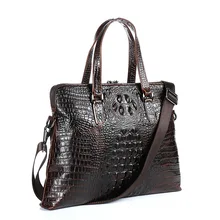 Натуральная кожа сумка для ноутбука 13 14 дюймов для Мужчин узор кожи крокодила Тетрадь сумка Коричневая Корова кожаная сумка