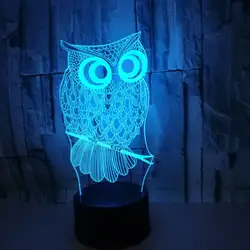 [DBF] Новый животных Kawaii Сова 3D светодио дный светодиодные лампы Ночник 7 цветов Изменение Touch Рождество декоративные подарок мультфильм