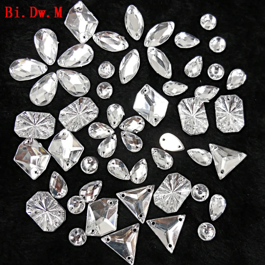 Buy Bi.Dw.M,Mixed Shape Silver Rhinestones Stones and