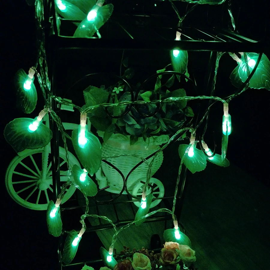 10 м 100 светодиодный зеленый лист Строка свет лампы AC110V/220 V Рождество украшения сада праздник вечерние украшения событие гирлянда огни