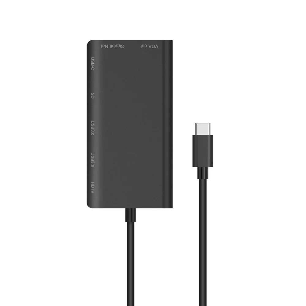 Кабель-Переходник USB C на Тип C 8 в 1 взаимный обмен данными между компьютером и периферийными устройствами 3,0 HDMI 4 K VGA RJ45 адаптера SD TF концентратор-картридер Алюминий сплав абсолютно и качественный - Цвет: gray