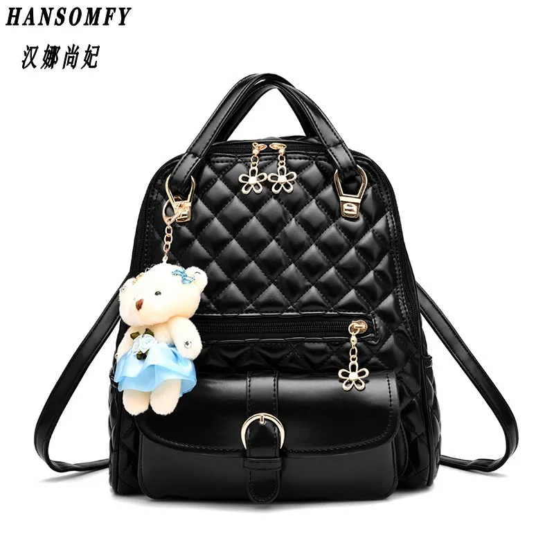 

100% Genuine leather Women backpack 2019 New wave of female students backpack spring and summer fashion casual Bear