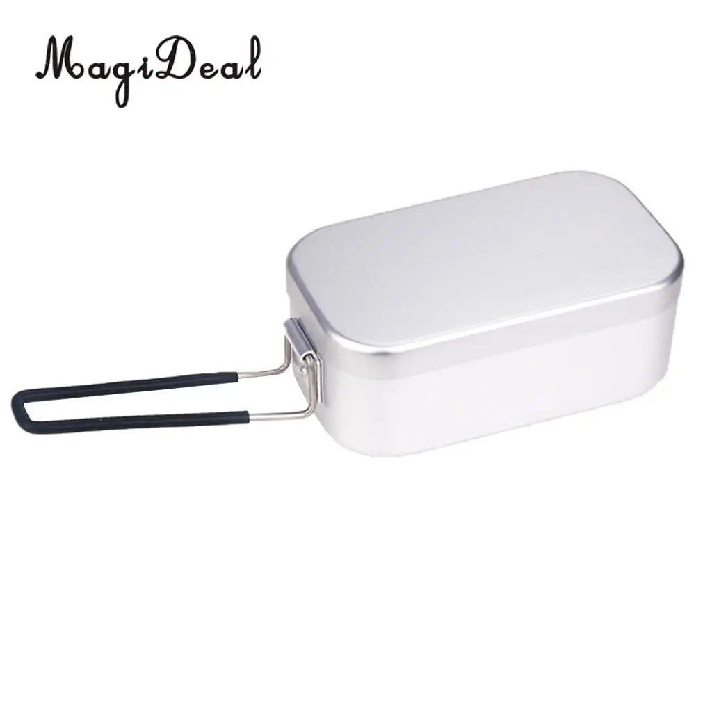MagiDeal Portable Aluminum Lunch Bento Food Box Container Mess Tin School Kids Camping Picnic BBQ Picnic Mess Kit Accessory