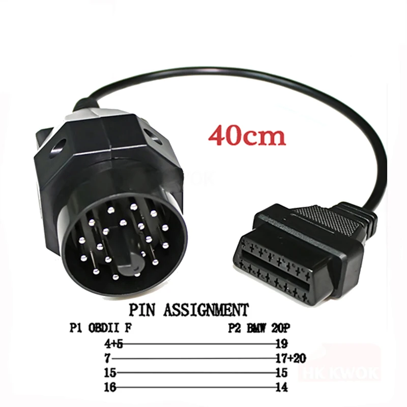 20pin адаптер инструмент кабель для bmw 20 pin штекер 16PIN гнездо OBD2 автомобильный