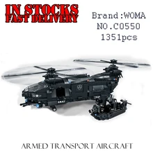 

WOMA C0550 SWAT Armed Transport Aircraft 1351pcs Building Blocks Bricks enlighten toys for children Birthday gifts brinquedos