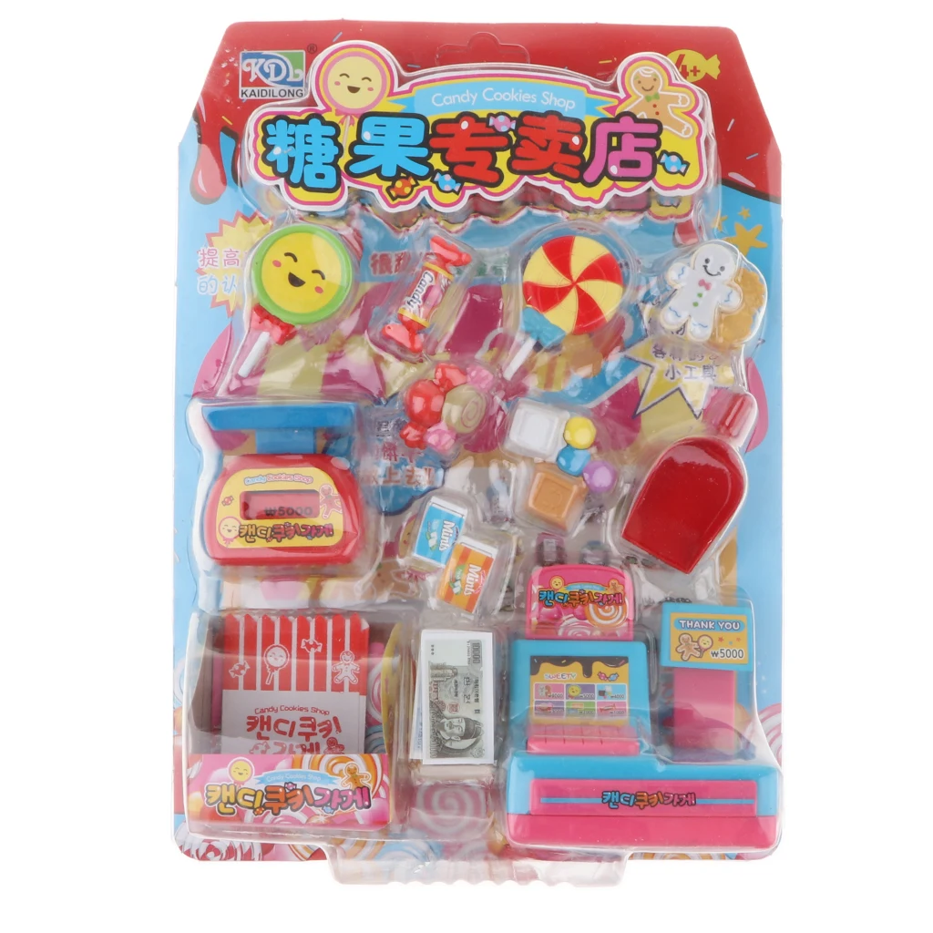 Eco-friendly material Simulation candyt Store Cash Register Playset  toys for Children's Pretend Play Toy 