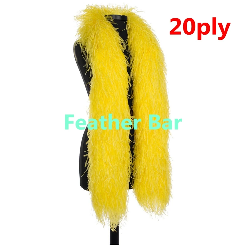 

10meters/lot Yellow color Ostrich Feather Boas - Scarf - 2 meter Long /pc- Halloween 20ply Fluffy feather fringes