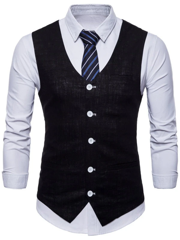 2018 Men V Neck Lace Up Single Breasted Waistcoat Vest for Men Slim Fit ...