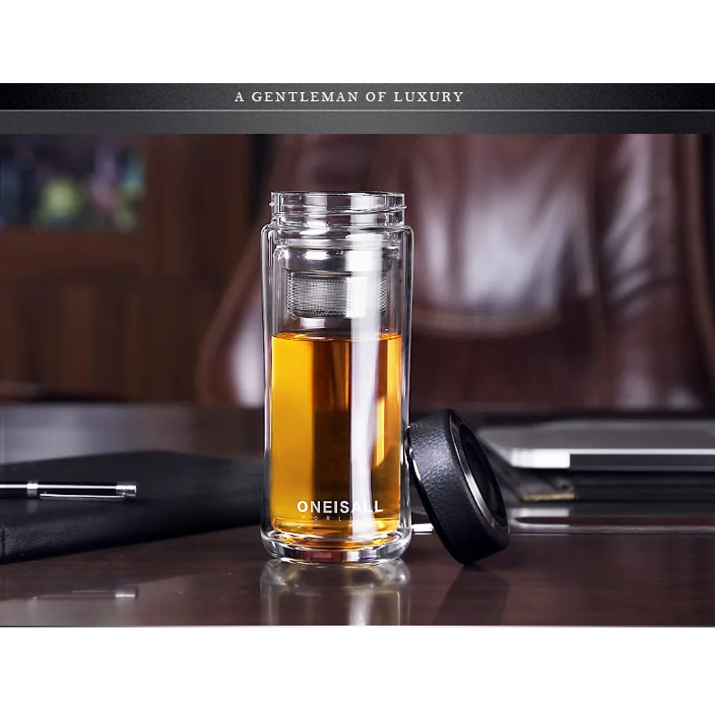 

480ml Business Men Glass Lead Free Glass Tea Mug Coffee Cup Hand-made Glass Double Layer Heat Insulation High Borosilicate Glas