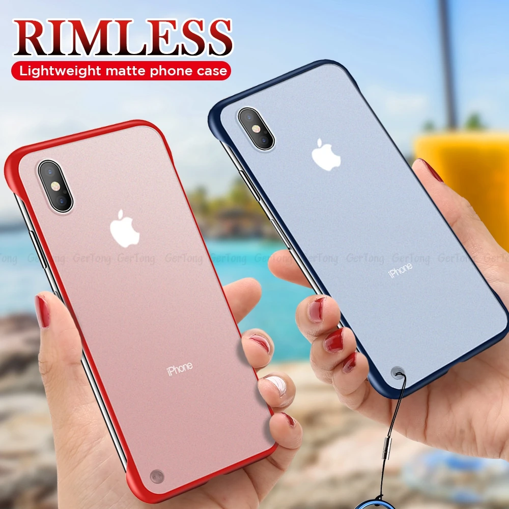 

Ultra Thin Matte Case For iPhone 7 8 6 6S Plus Transparent Frameless Hard Back Cover For iPhoneXS Max X R Phone Capa With Hook