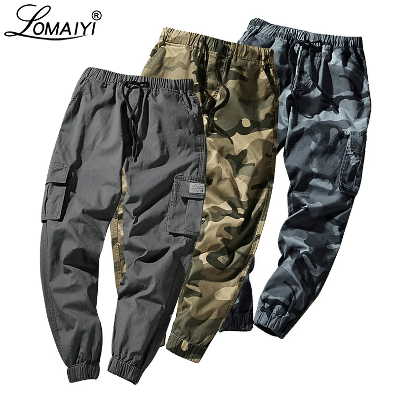 Koop LOMAIYI M 7XL Heren Cargo Broek Camo Joggers Mannen Broek mannen 2019 Lente Camouflage Streetwear Hip Hop Harembroek voor Man BM278